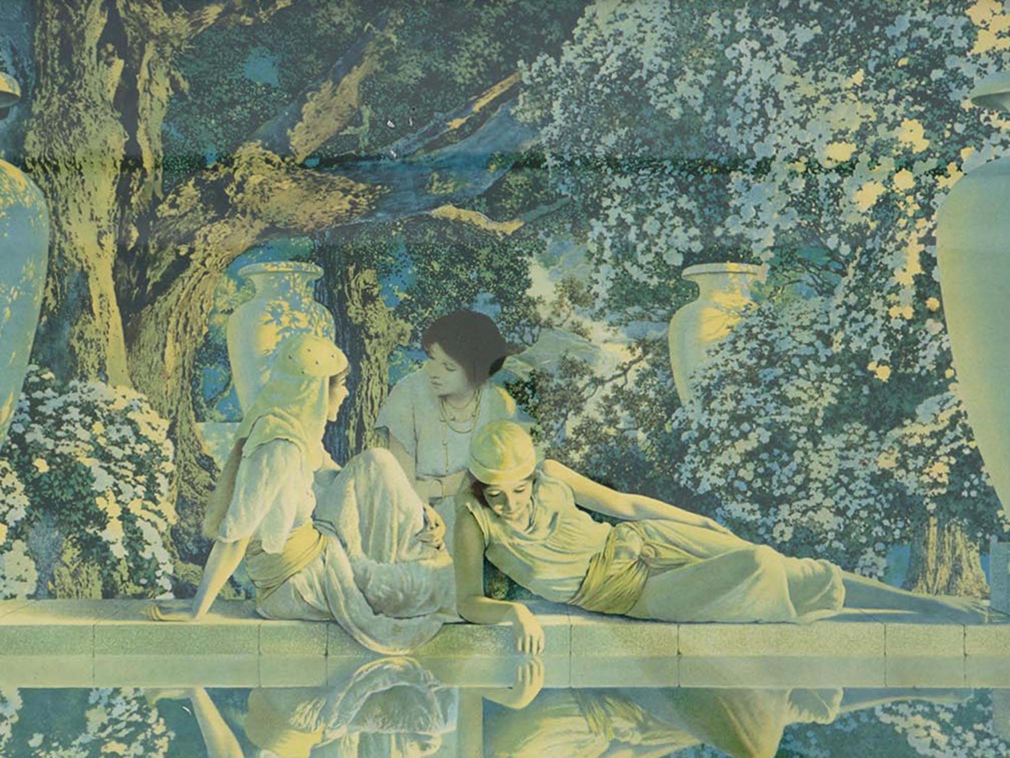 MAXFIELD PARRISH GARDEN OF ALLACH PRINT, CA 1918 PIC-2